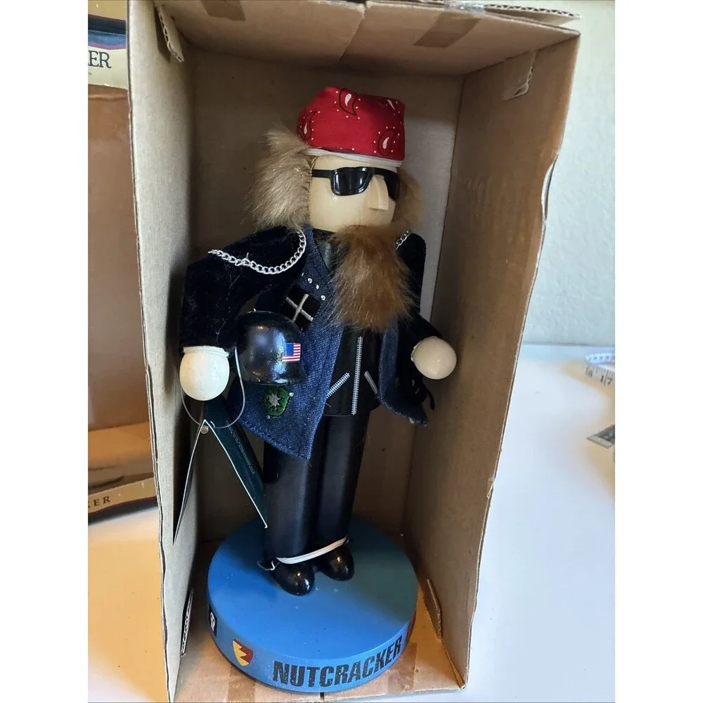 Nutcracker Village Biker Nutcracker Vintage 1999 Holiday Decor Christmas In Box